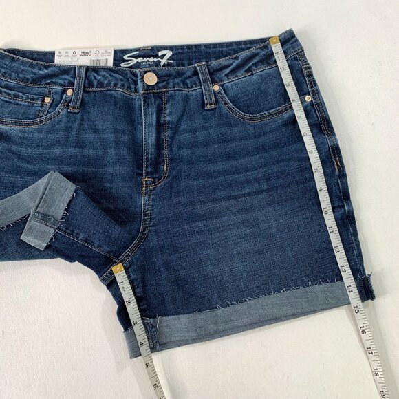 Seven7 Women's Shorts 12 Weekend Short Cuffed Stretch Denim Shorts Size 12 Blue - Picture 7 of 7